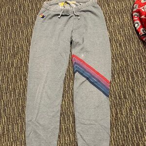 Grey Aviator Nation Chevron Stripe Sweatpants